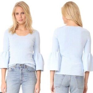 Like New! Elizabeth And James Willow Bell Sleeve Top Ribbed Light Blue in S